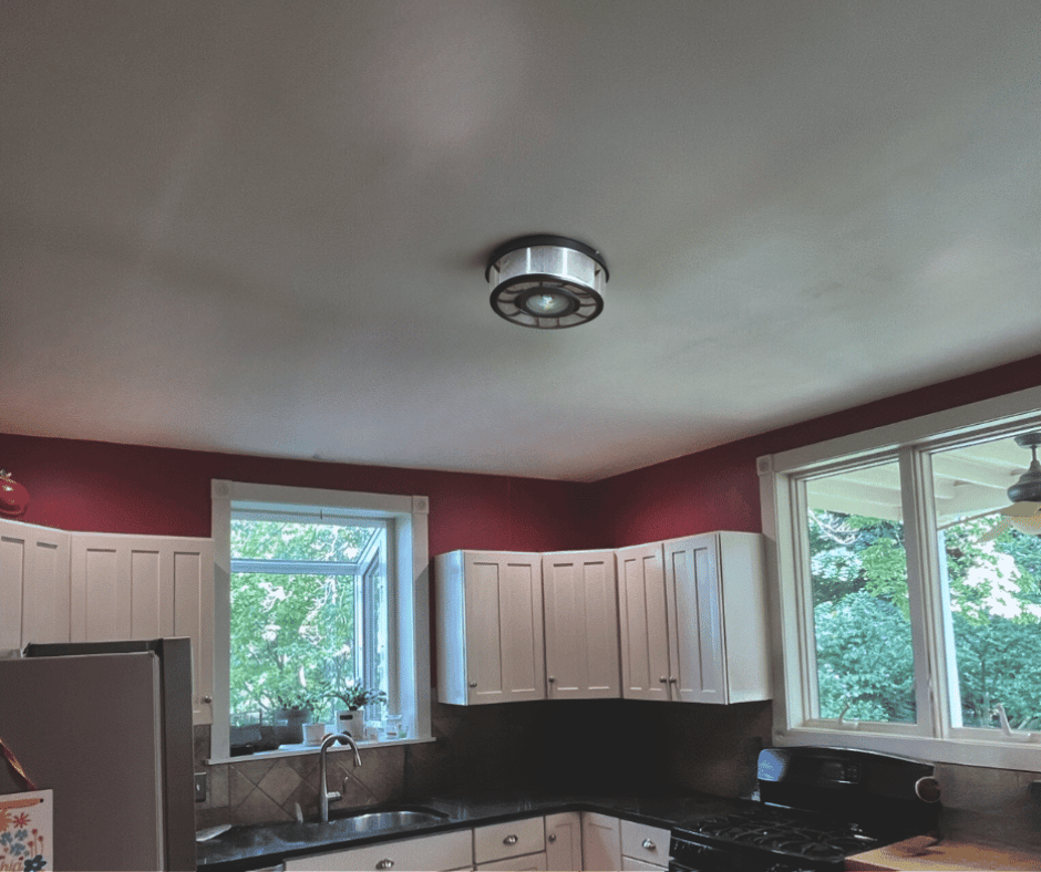 Kitchen with a center fixture