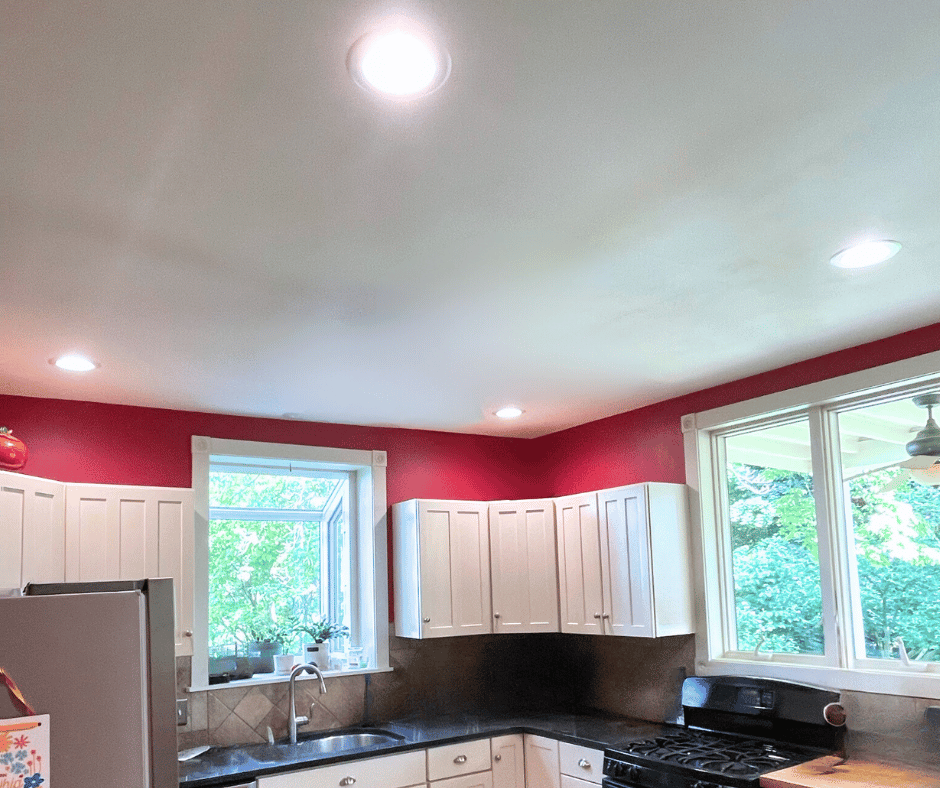 Kitchen with recessed lights