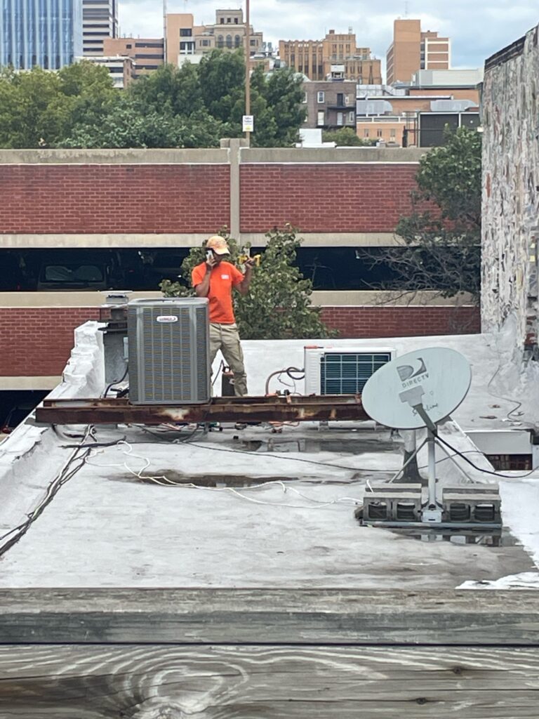 View of the condensers on the roof top of the magic garden